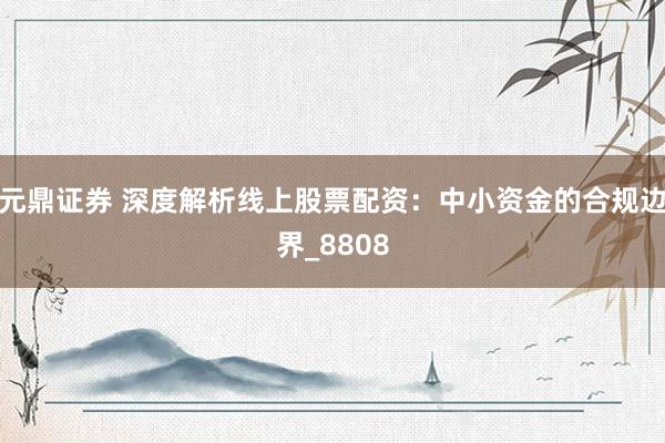 元鼎证券 深度解析线上股票配资：中小资金的合规边界_8808