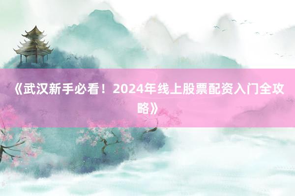 《武汉新手必看！2024年线上股票配资入门全攻略》
