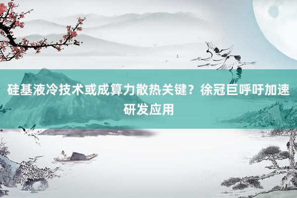 硅基液冷技术或成算力散热关键？徐冠巨呼吁加速研发应用