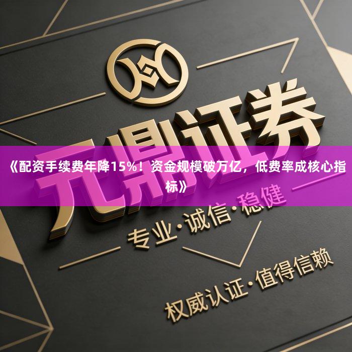《配资手续费年降15%！资金规模破万亿，低费率成核心指标》