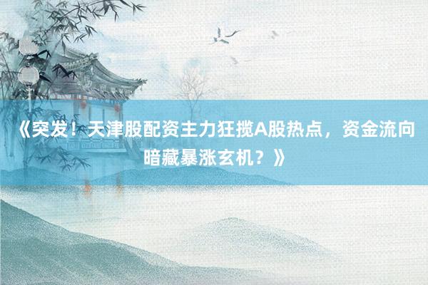 《突发！天津股配资主力狂揽A股热点，资金流向暗藏暴涨玄机？》