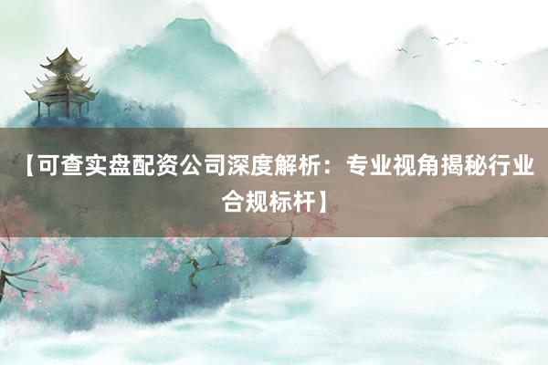 【可查实盘配资公司深度解析：专业视角揭秘行业合规标杆】