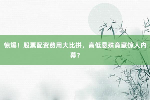 惊爆!股票配资费用大比拼,高低悬殊竟藏惊人内幕?